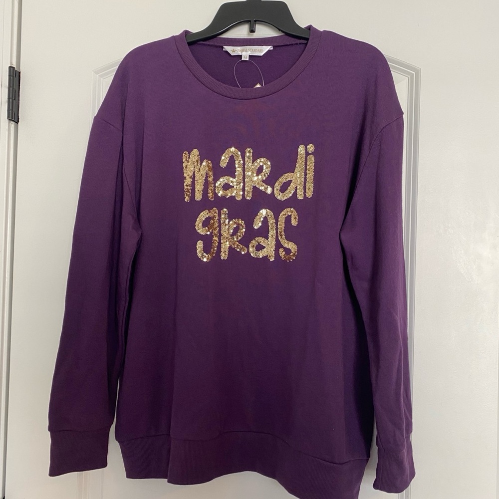 Purple Mardi Gras Crew Neck Sweatshirt
